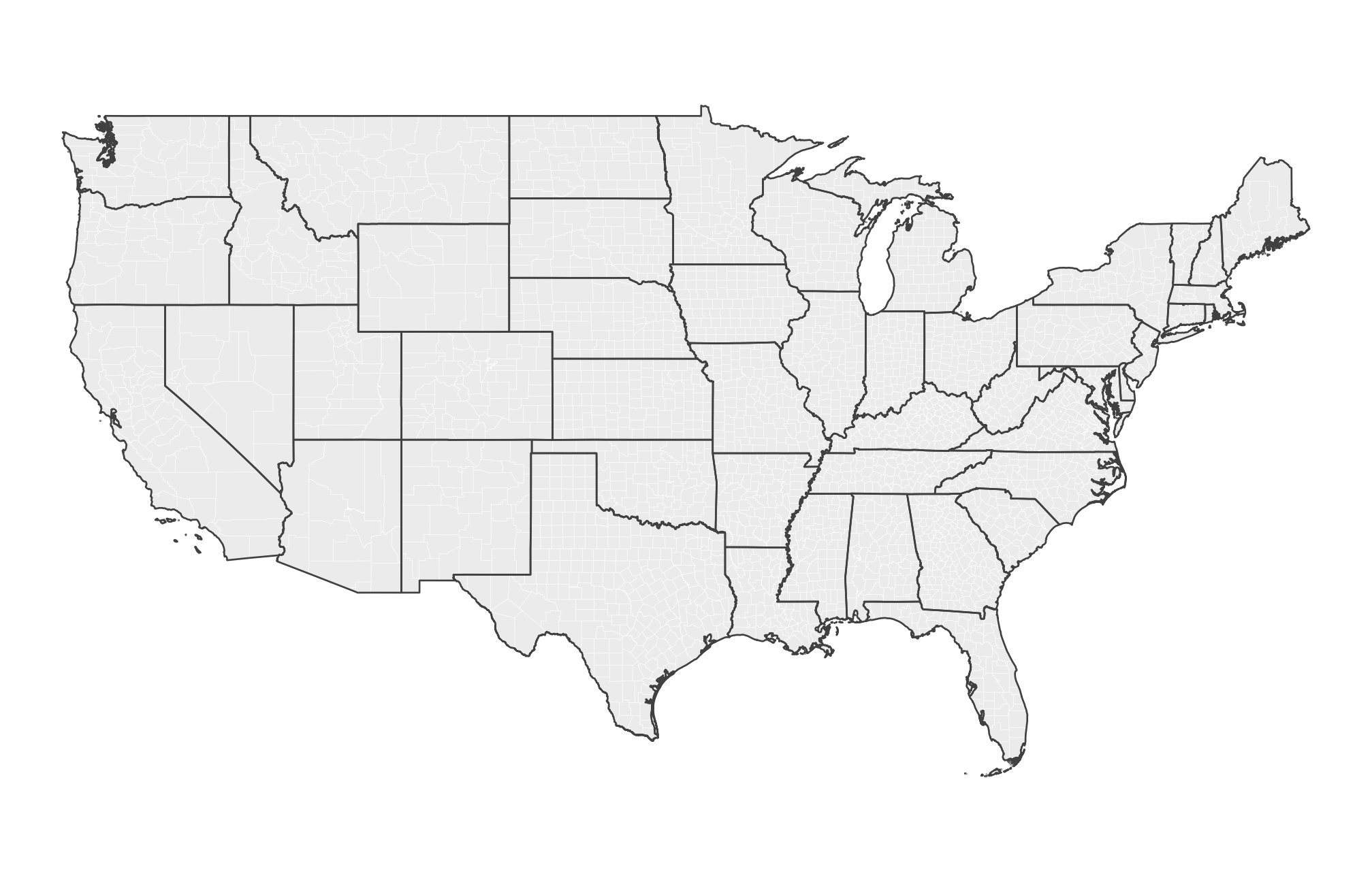 Lower-48 county outlines in white with darker state borders layered on top.